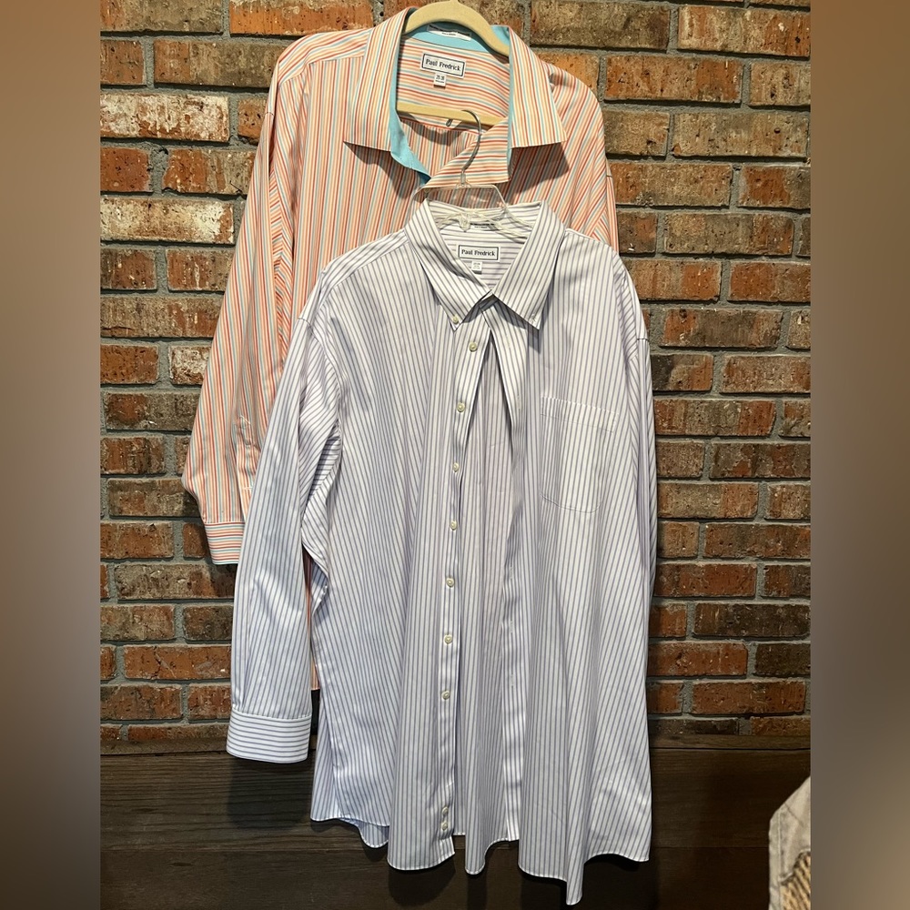 2 Paul Fredrick 20-36 Long Sleeve Dress Shirts. Excellent condition.